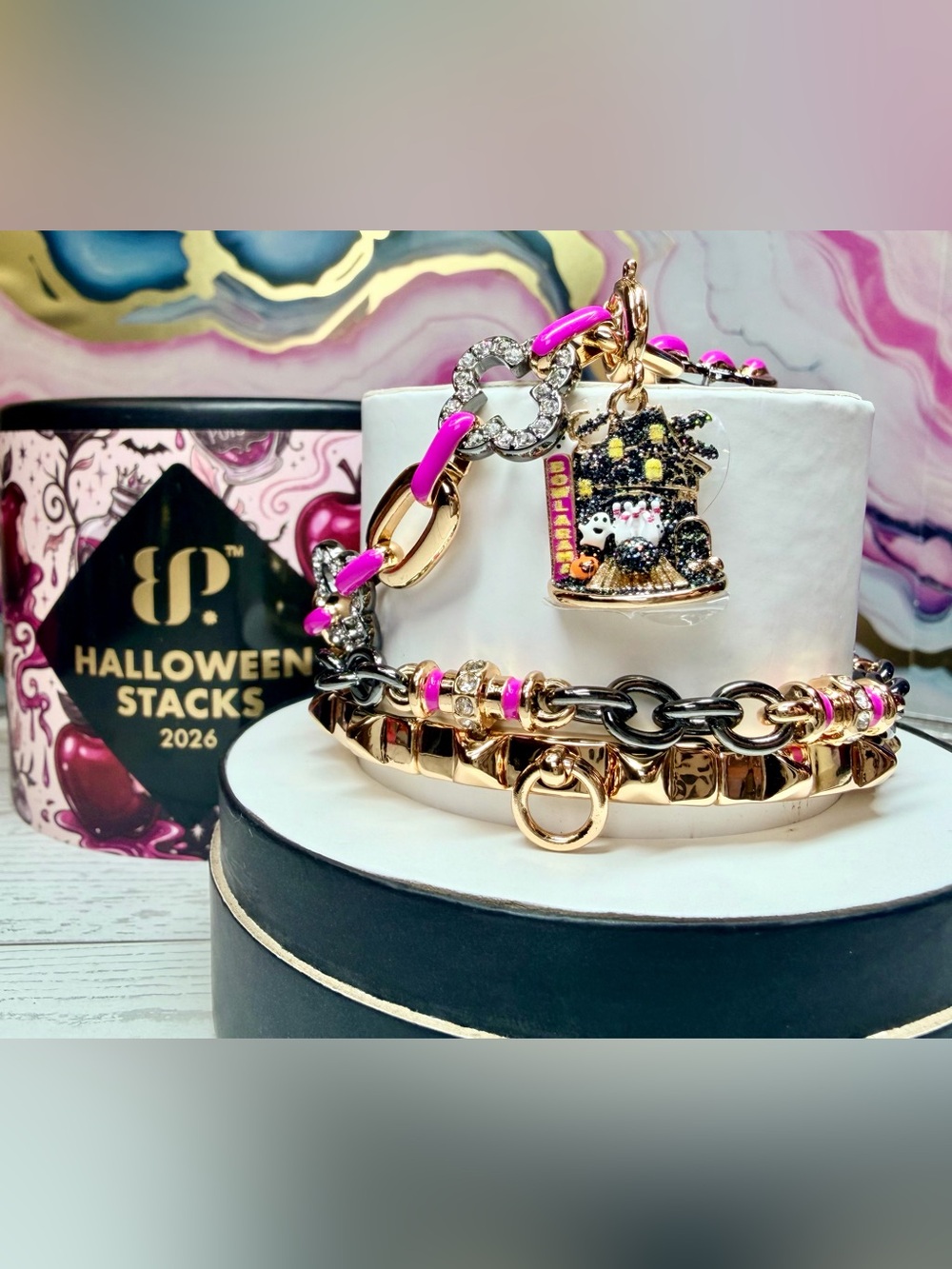 Bomb Party 2026 Halloween Stack - Haunted Bowl-A-Rama, Gold and Hematite ST68721